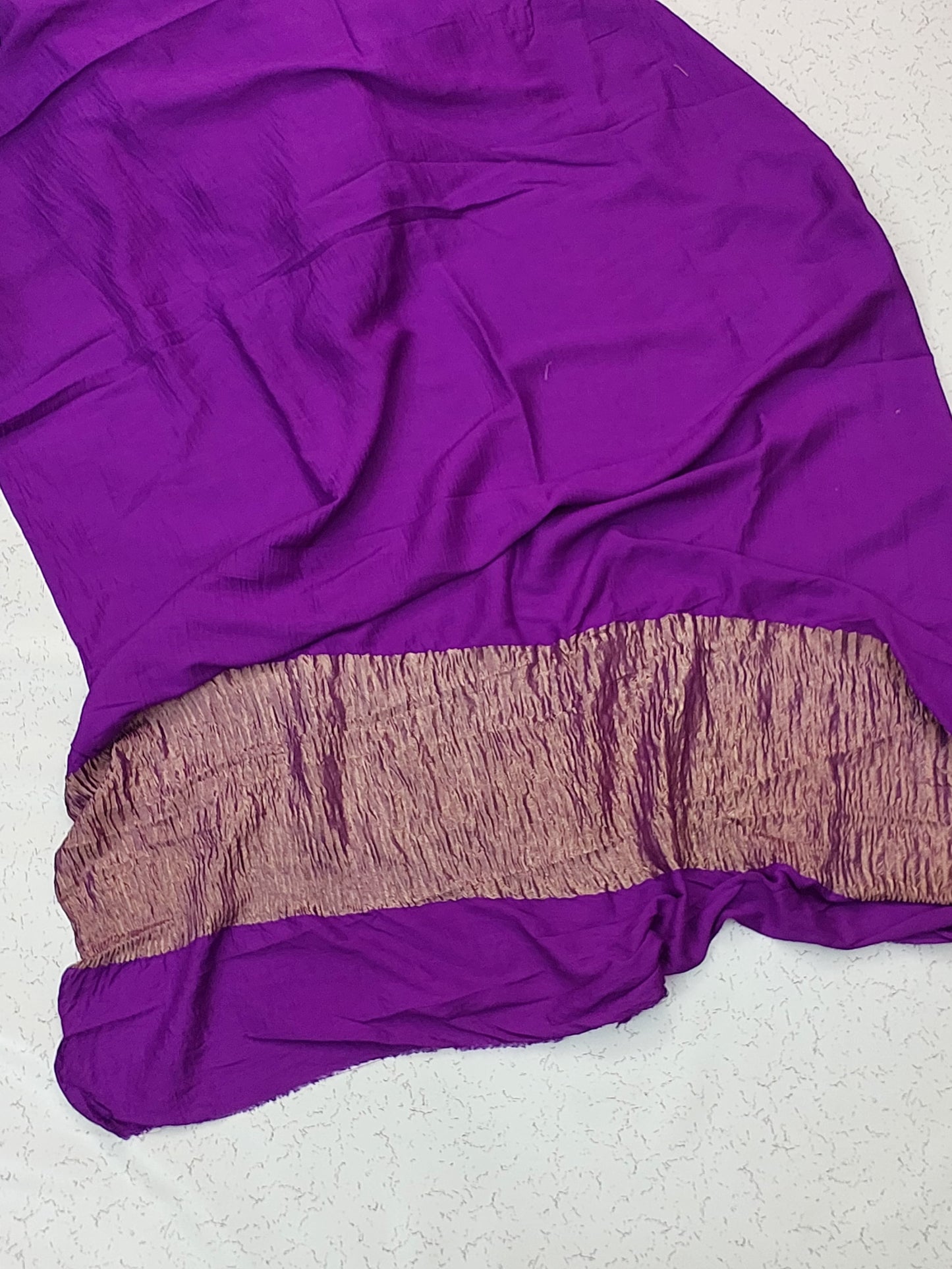 Banarasi Pure Moonga silk saree with crush pallu- Purple