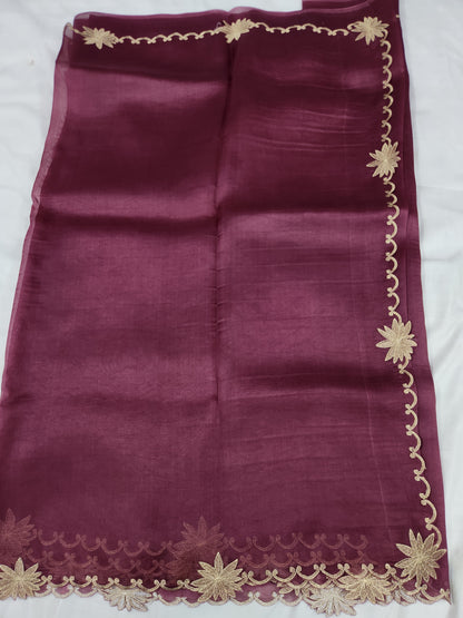 Banarasi pure chickenkari organza silk saree