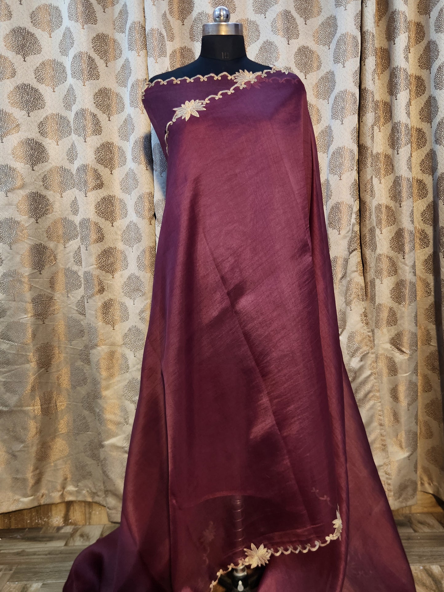 Banarasi pure chickenkari organza silk saree