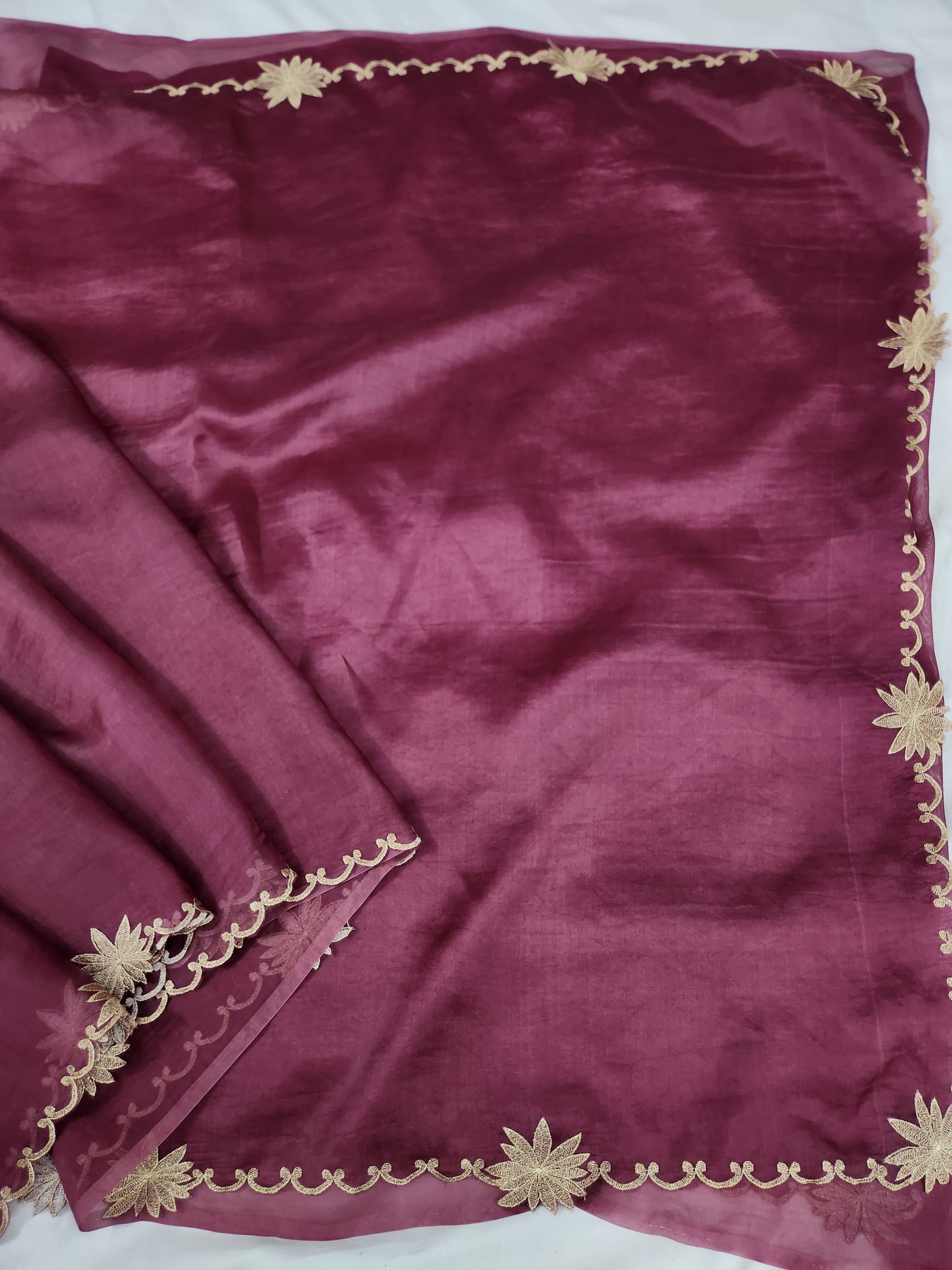 Banarasi pure chickenkari organza silk saree