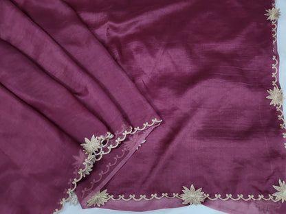 Banarasi pure chickenkari organza silk saree