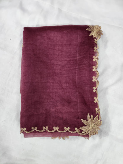 Banarasi pure chickenkari organza silk saree