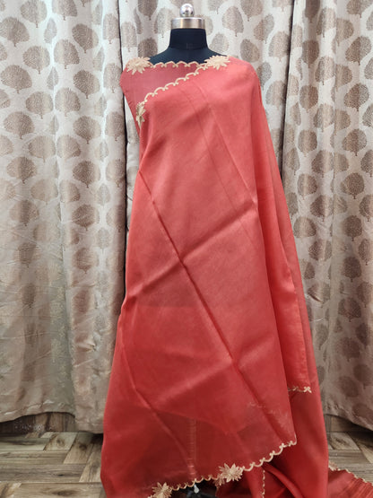 Banarasi pure chickenkari  organza silk saree