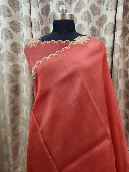 Banarasi pure chickenkari  organza silk saree