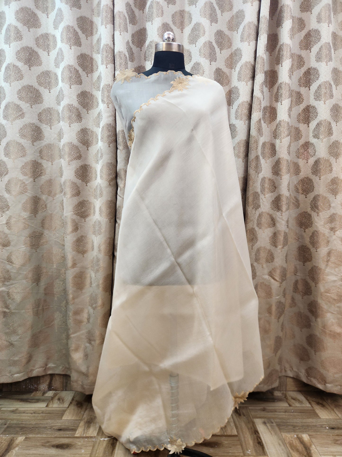 Banarasi pure chickenkari organza silk saree