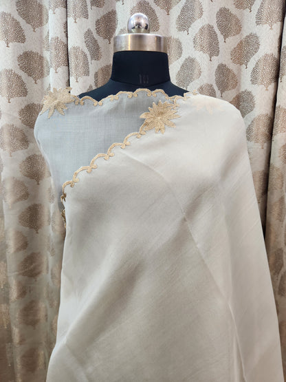 Banarasi pure chickenkari organza silk saree