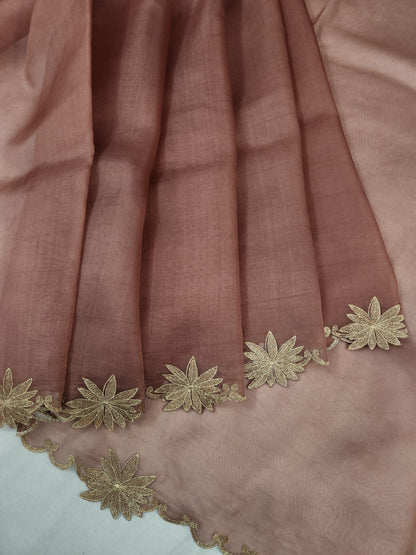 Banarasi pure chickenkari organza silk saree