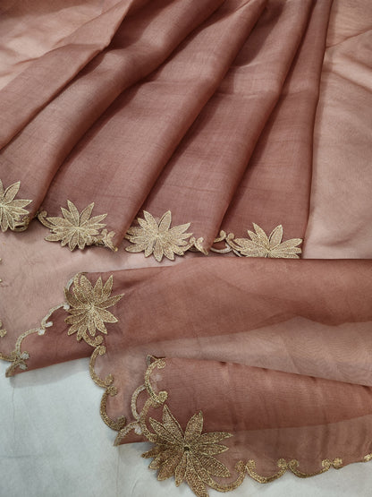 Banarasi pure chickenkari organza silk saree