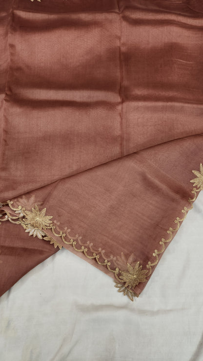 Banarasi pure chickenkari organza silk saree