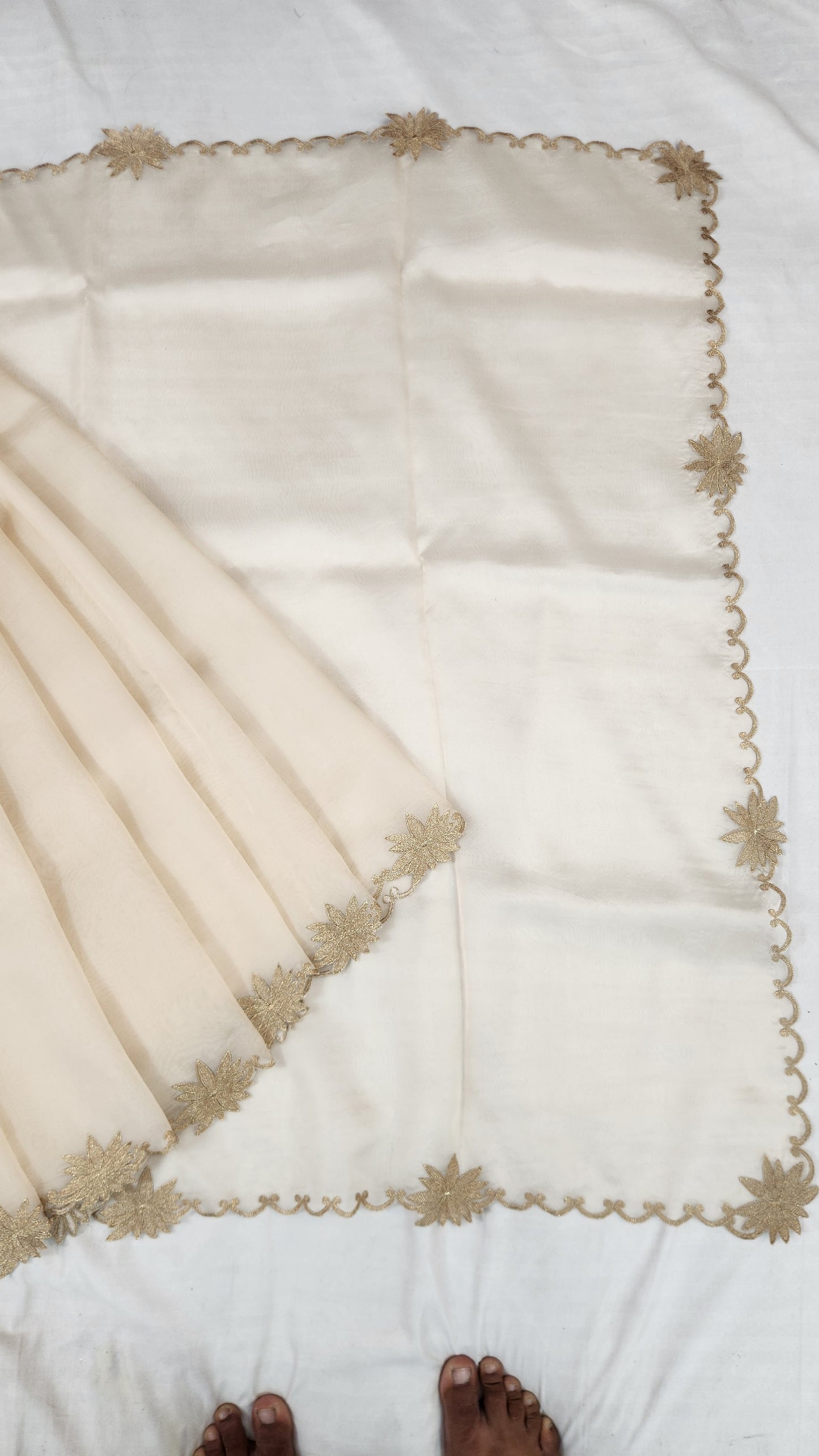 Banarasi pure chickenkari organza silk saree