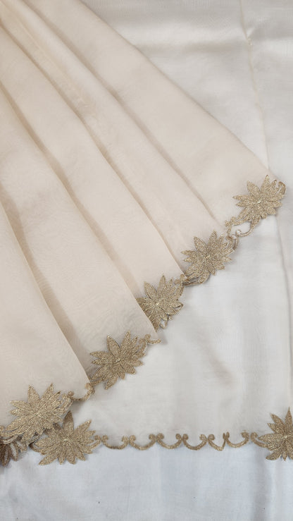 Banarasi pure chickenkari organza silk saree