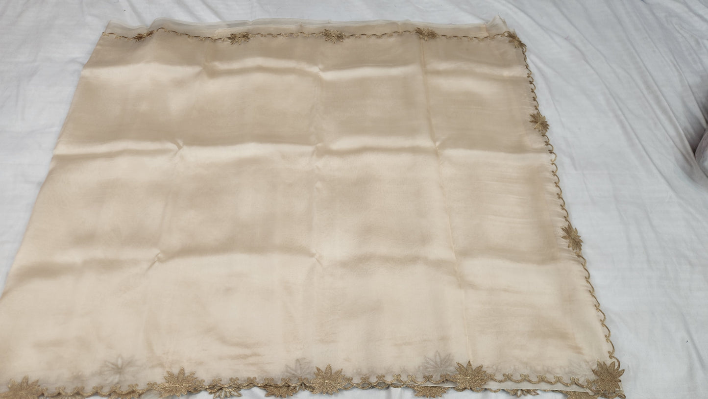 Banarasi pure chickenkari organza silk saree