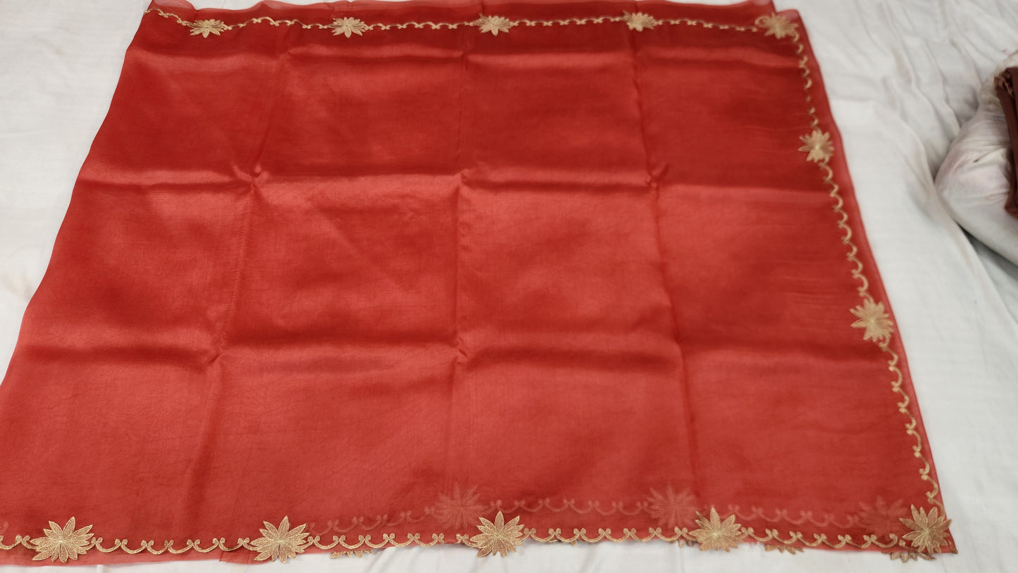 Banarasi pure chickenkari  organza silk saree