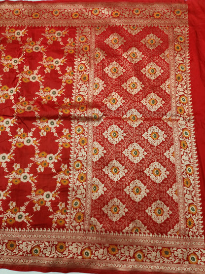 Banarasi handloom pure upada katan silk saree -Red