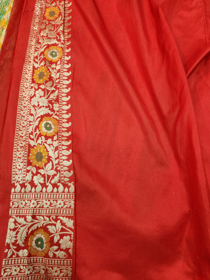 Banarasi handloom pure upada katan silk saree -Red
