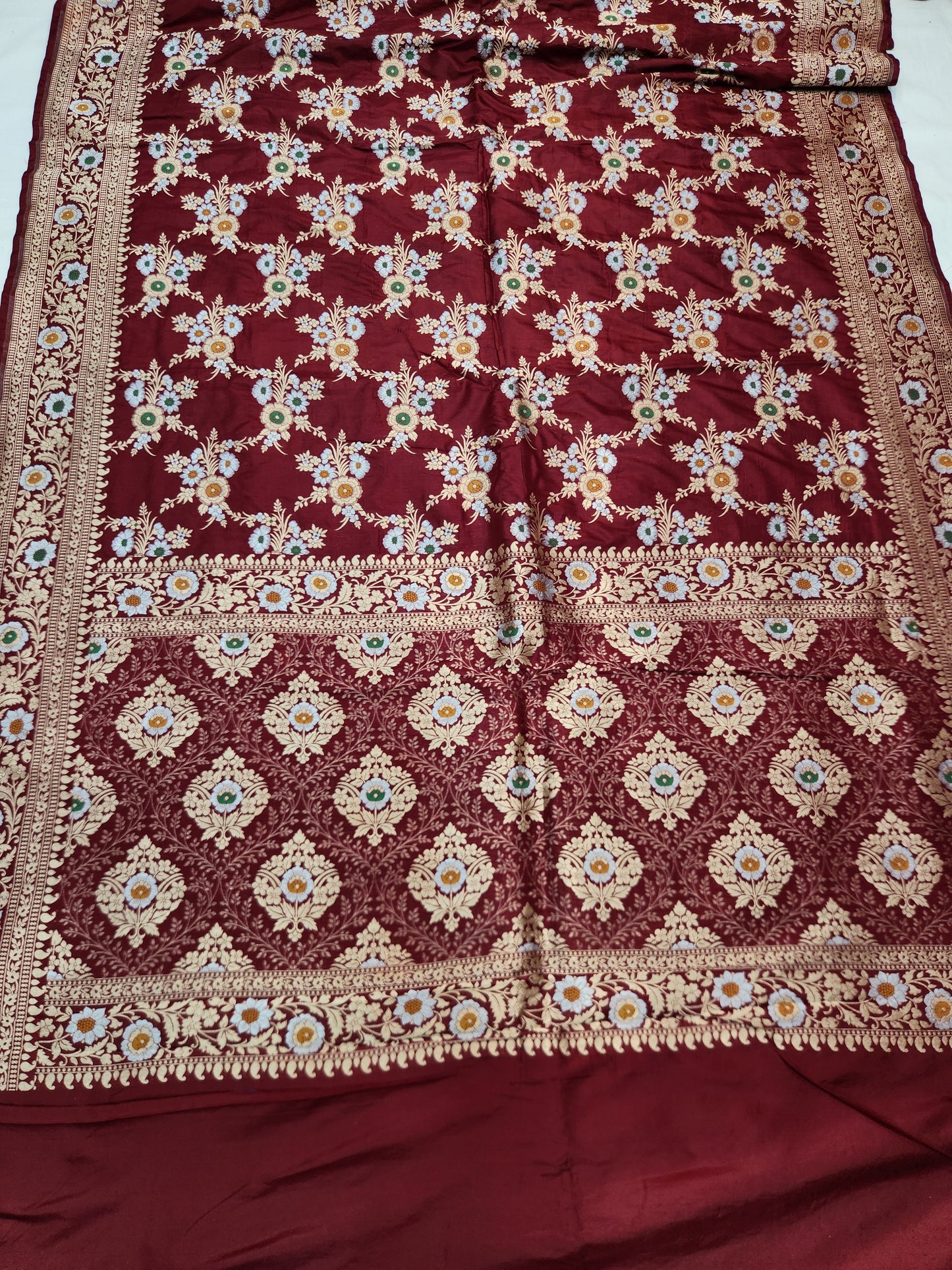 Banarasi handloom pure upada katan silk saree - Dark Maroon