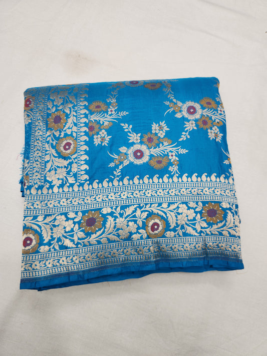 Banarasi handloom pure upada katan silk saree - Firozi
