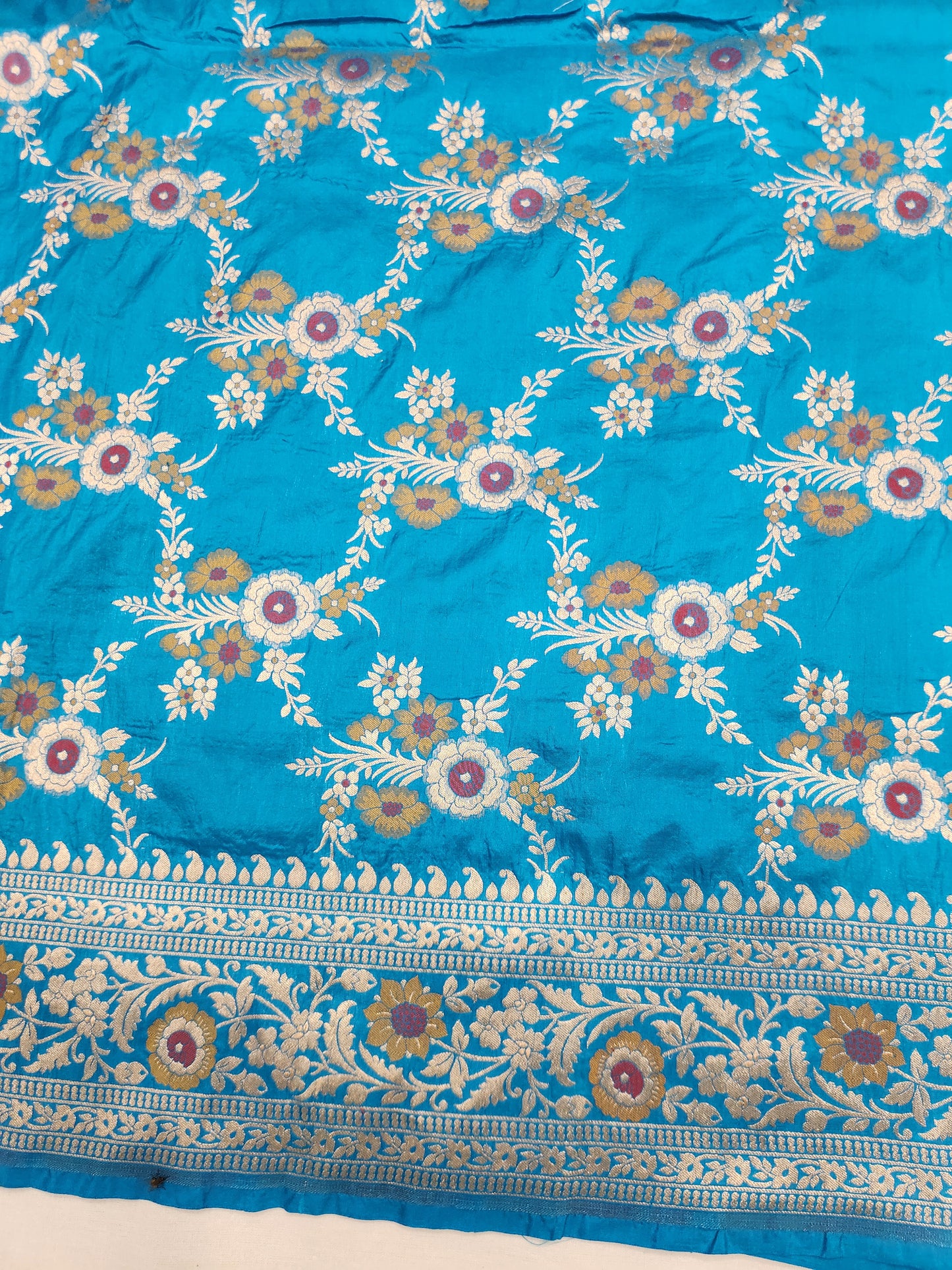 Banarasi handloom pure upada katan silk saree - Firozi