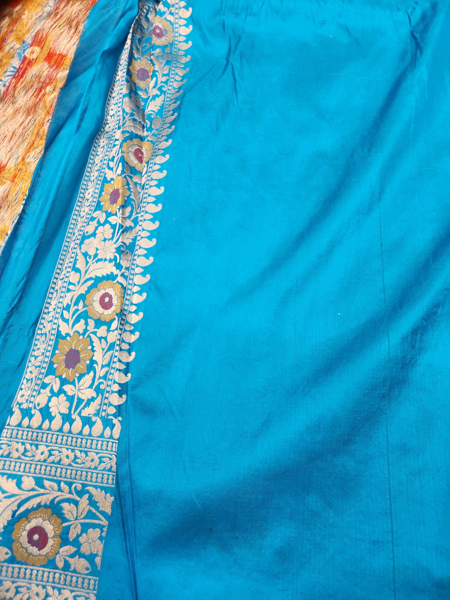 Banarasi handloom pure upada katan silk saree - Firozi