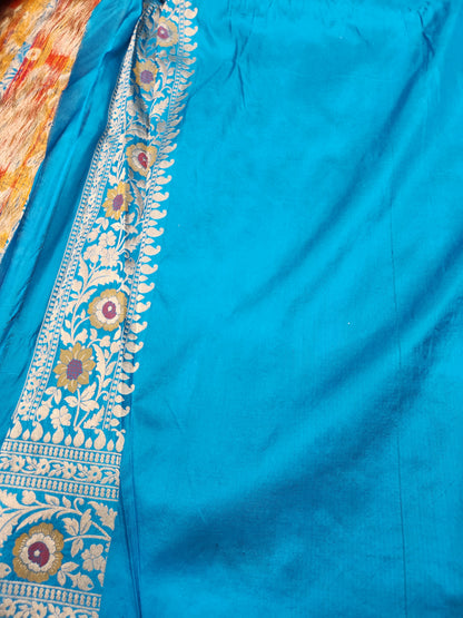 Banarasi handloom pure upada katan silk saree - Firozi