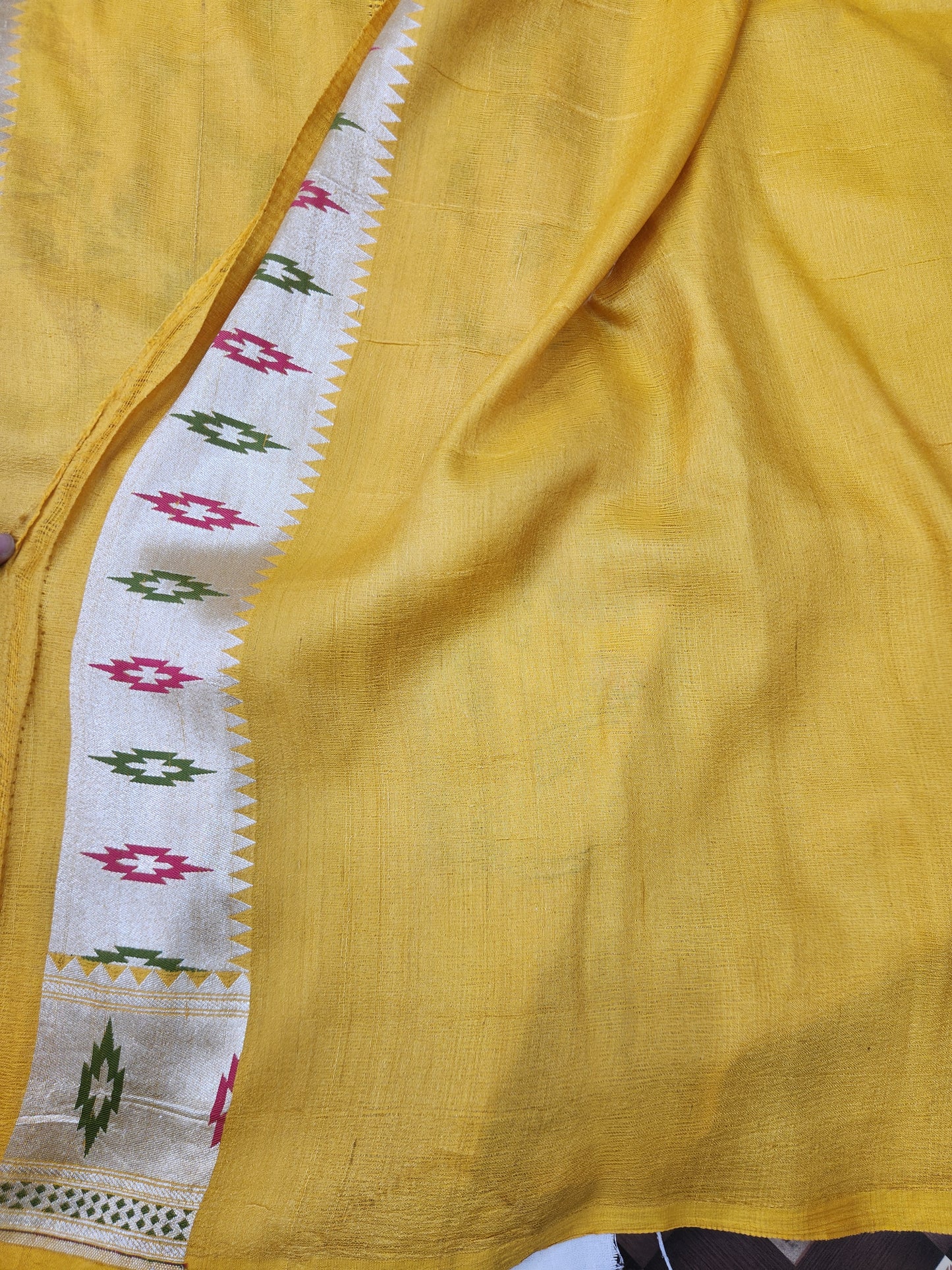 Banarasi Handloom pure khaddi Tussar Georgette saree - Yellow