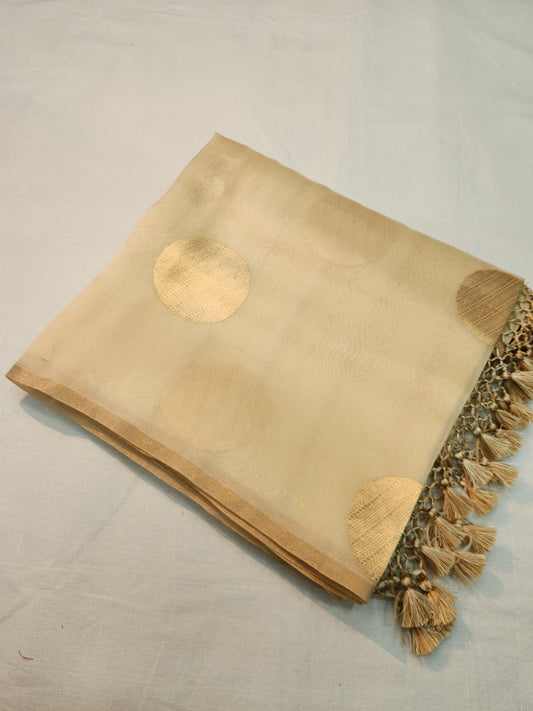 Banarasi Handloom pure kaduwa kora silk saree Handwoven - off white