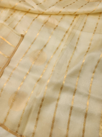 Banarasi Handloom pure kaduwa kora silk saree Handwoven - off white
