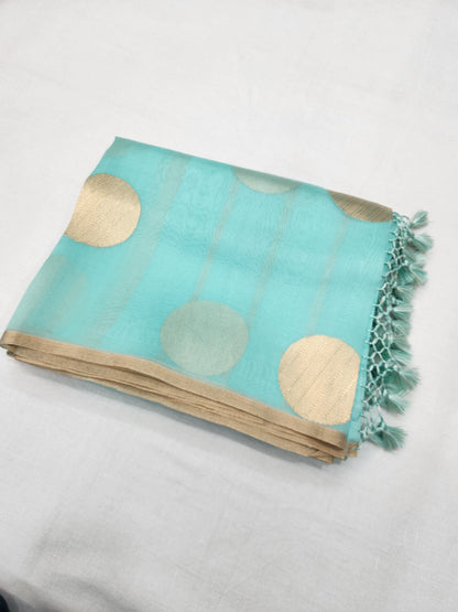 Banarasi Handloom Pure kaduwa kora silk saree HandWoven - sea green
