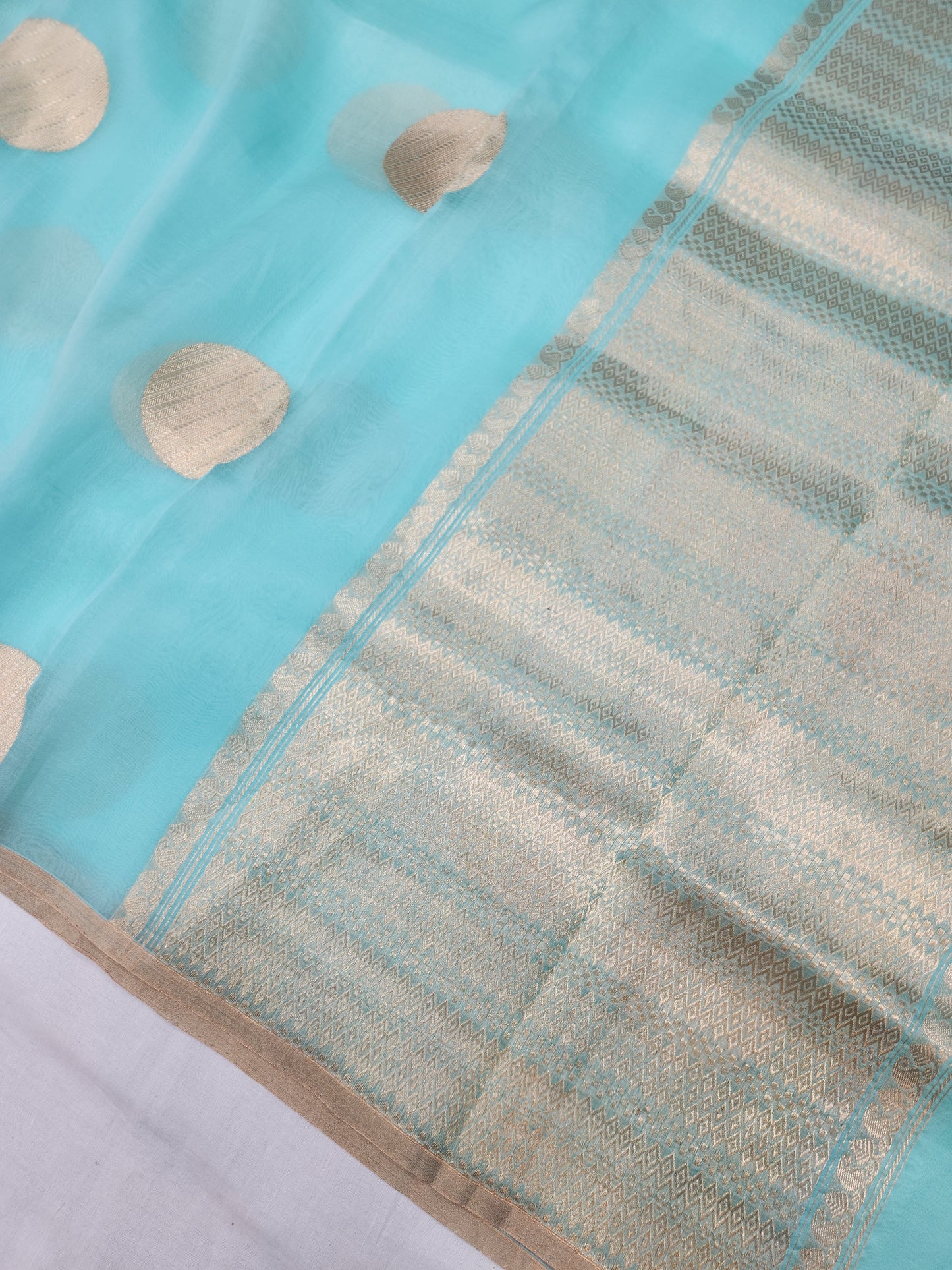 Banarasi Handloom Pure kaduwa kora silk saree HandWoven - sea green