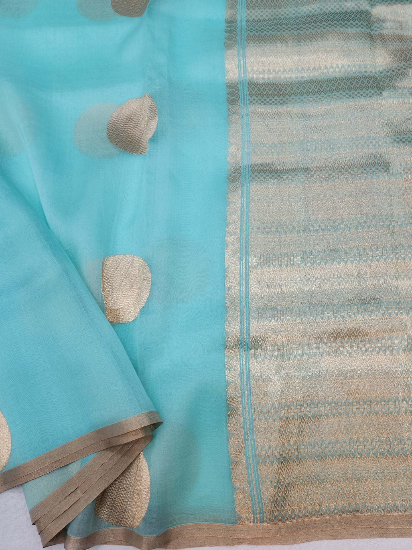Banarasi Handloom Pure kaduwa kora silk saree HandWoven - sea green