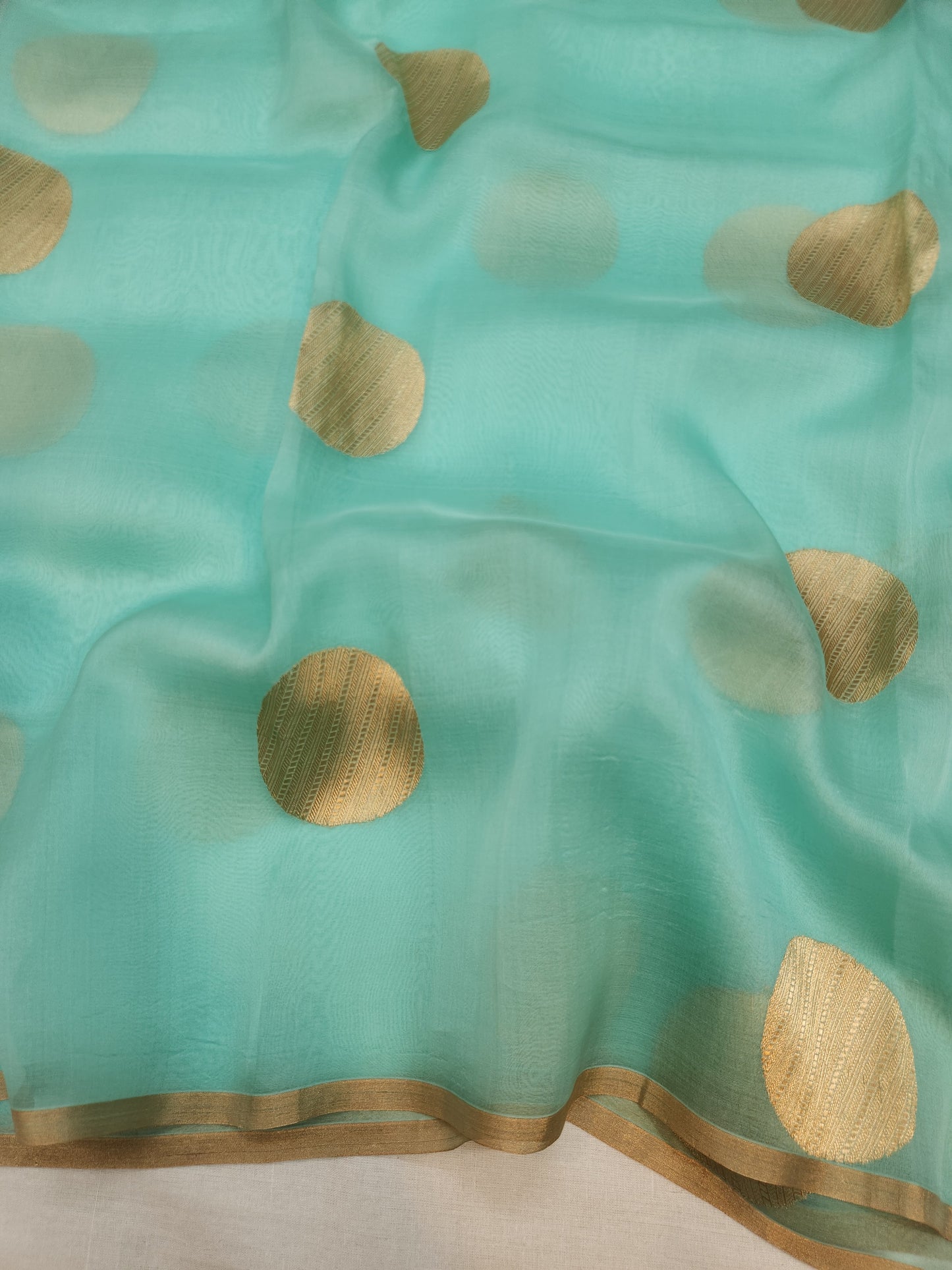 Banarasi Handloom Pure kaduwa kora silk saree HandWoven - sea green