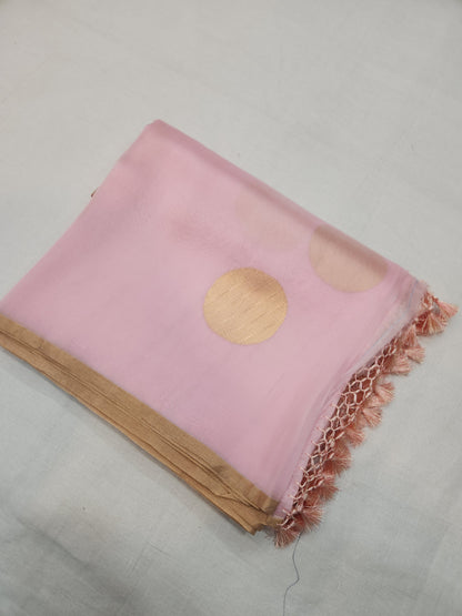 Banarasi Handloom pure kaduwa kora silk saree HandWoven - Light Pink