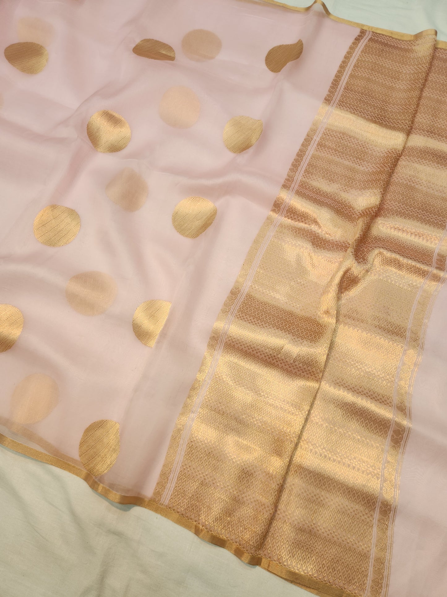 Banarasi Handloom pure kaduwa kora silk saree HandWoven - Light Pink