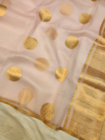 Banarasi Handloom pure kaduwa kora silk saree HandWoven - Light Pink