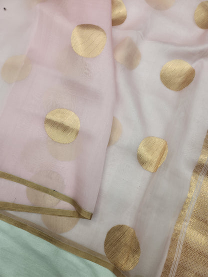 Banarasi Handloom pure kaduwa kora silk saree HandWoven - Light Pink