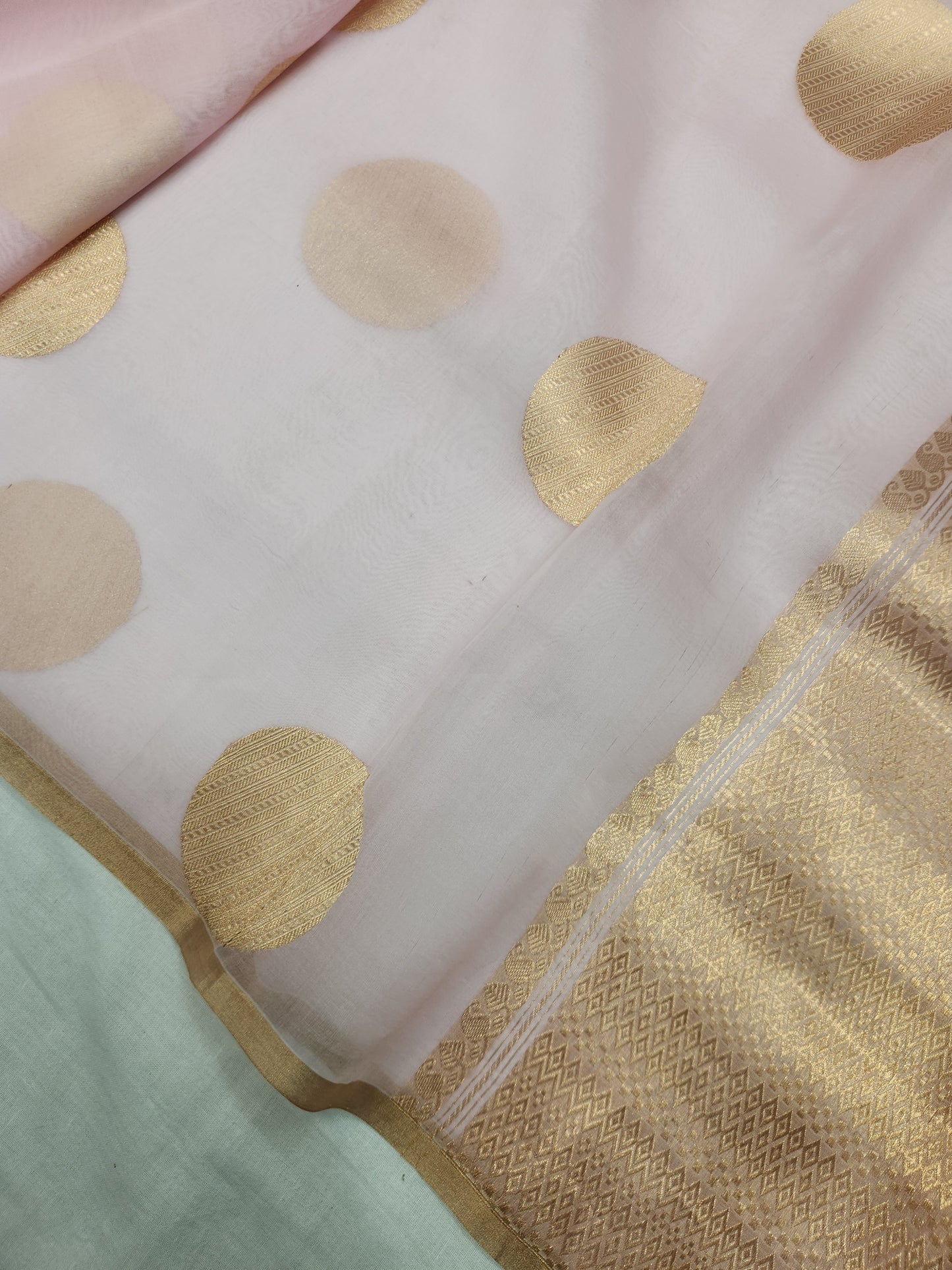 Banarasi Handloom pure kaduwa kora silk saree HandWoven - Light Pink