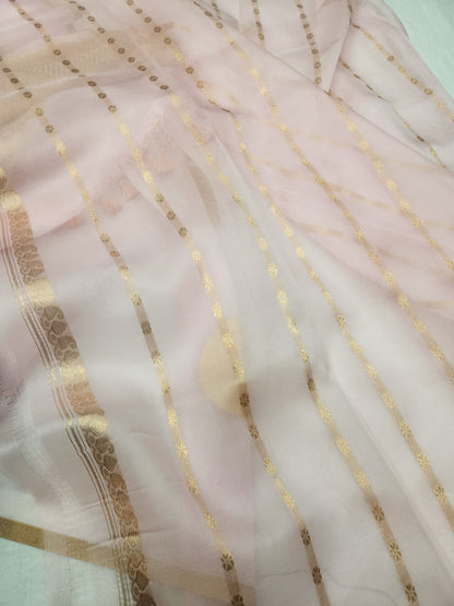 Banarasi Handloom pure kaduwa kora silk saree HandWoven - Light Pink