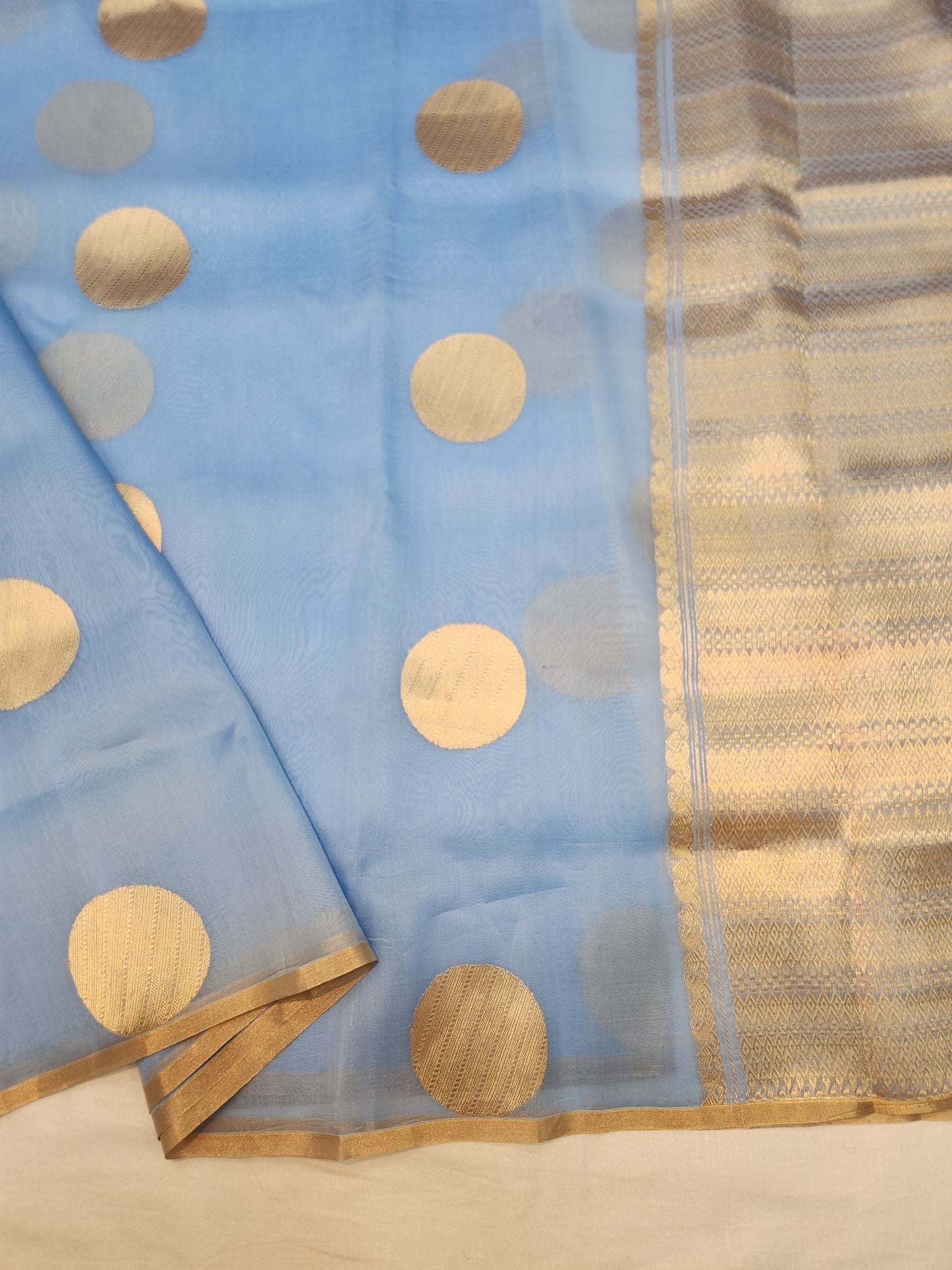 Banarasi Handloom pure kaduwa kora silk saree HandWoven - Light sky blue