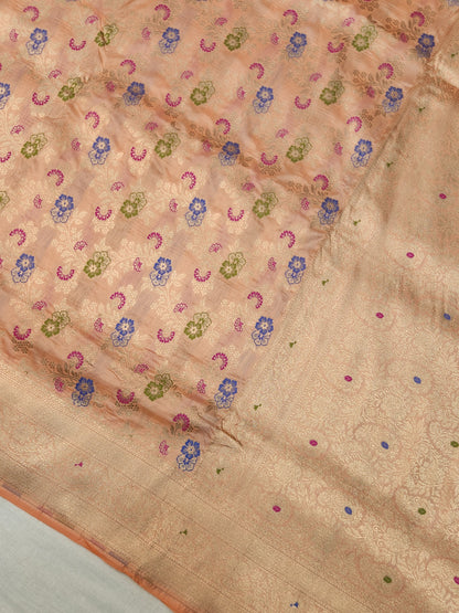 Banarasi Handloom pure upada katan silk saree - Peach
