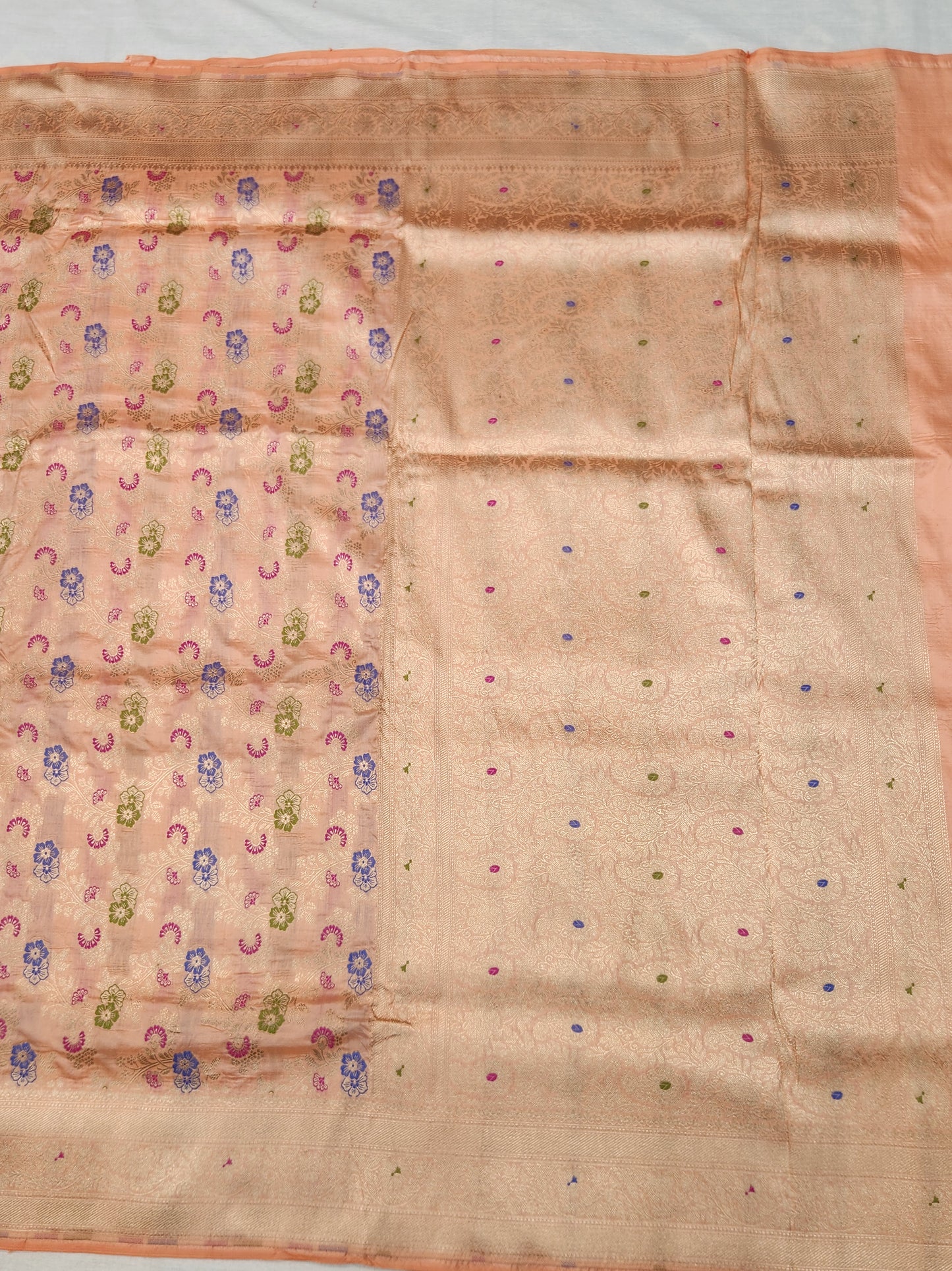 Banarasi Handloom pure upada katan silk saree - Peach