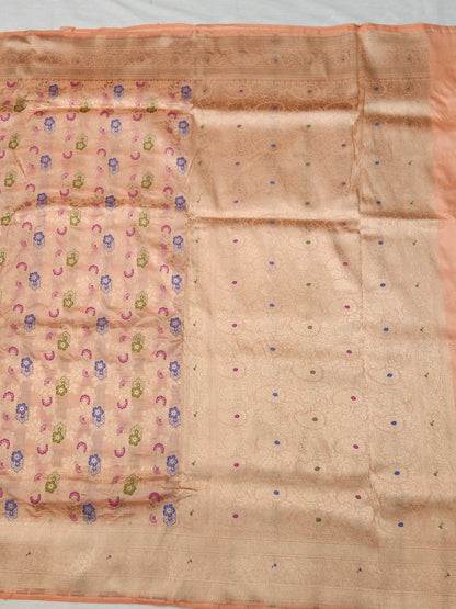 Banarasi Handloom pure upada katan silk saree - Peach