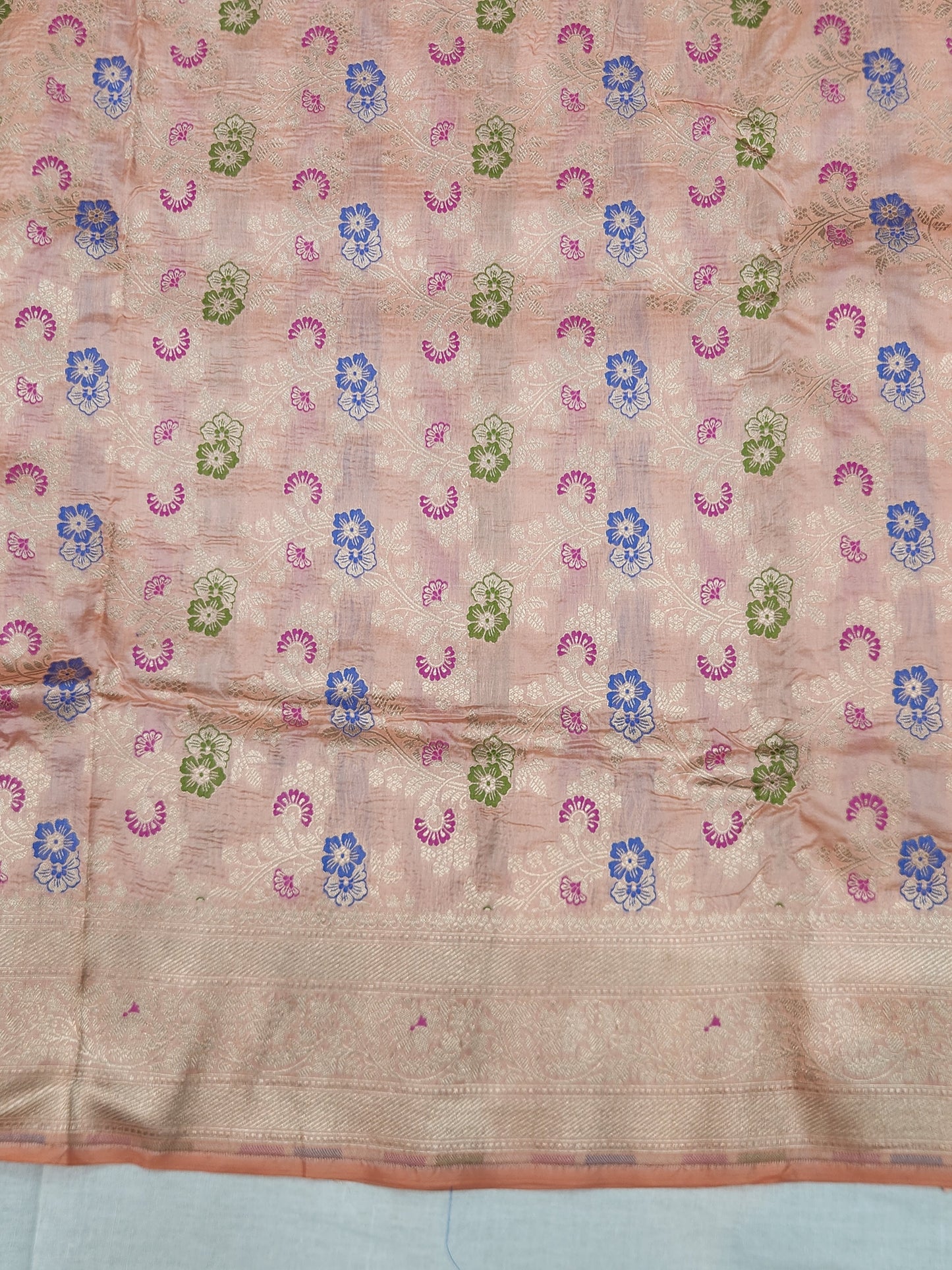 Banarasi Handloom pure upada katan silk saree - Peach