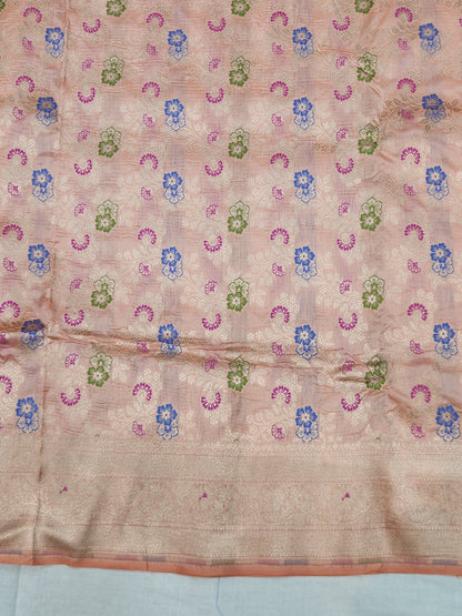 Banarasi Handloom pure upada katan silk saree - Peach