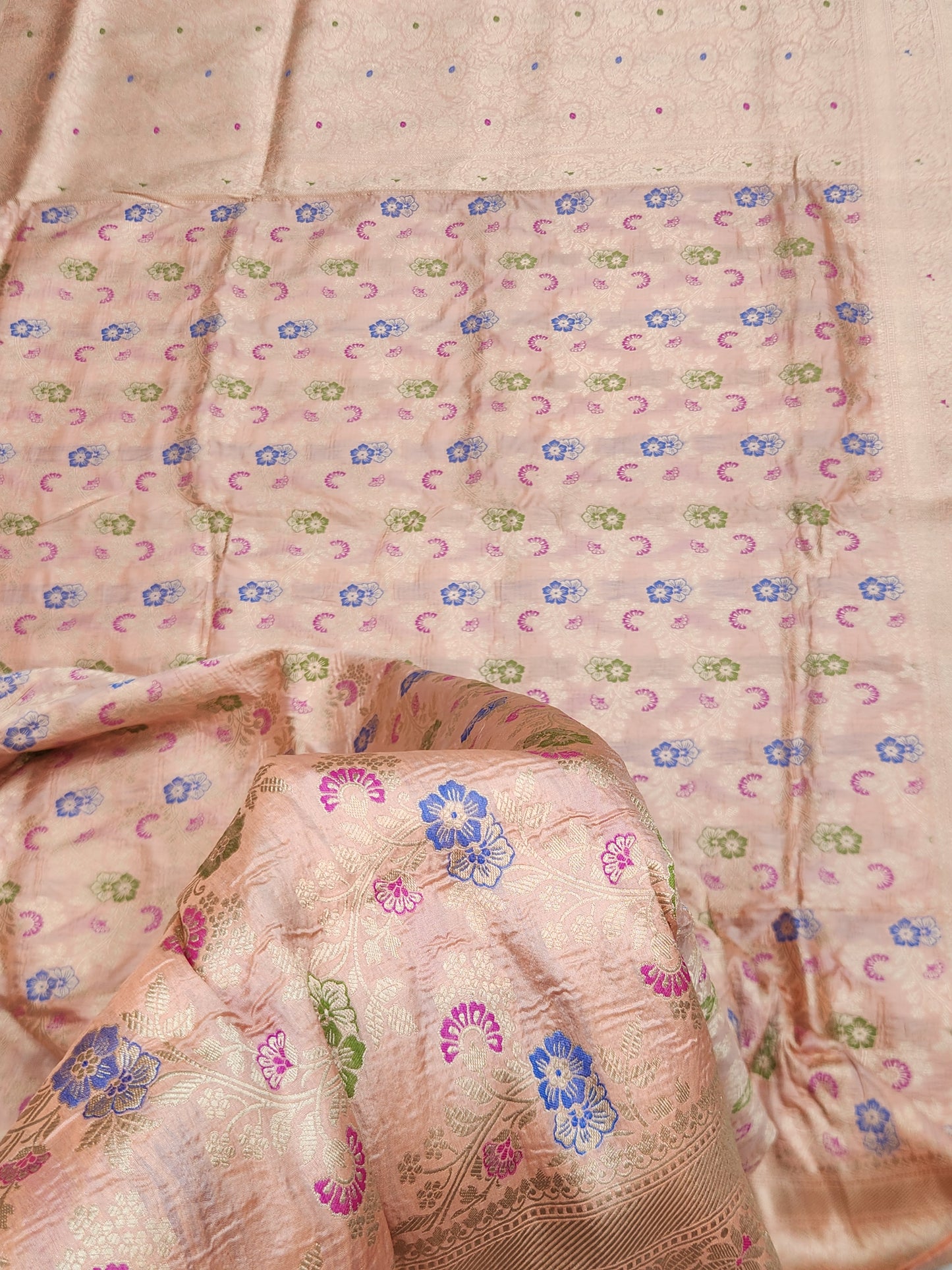 Banarasi Handloom pure upada katan silk saree - Peach