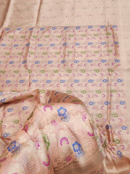 Banarasi Handloom pure upada katan silk saree - Peach