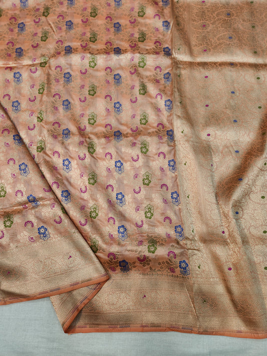 Banarasi Handloom pure upada katan silk saree - Peach