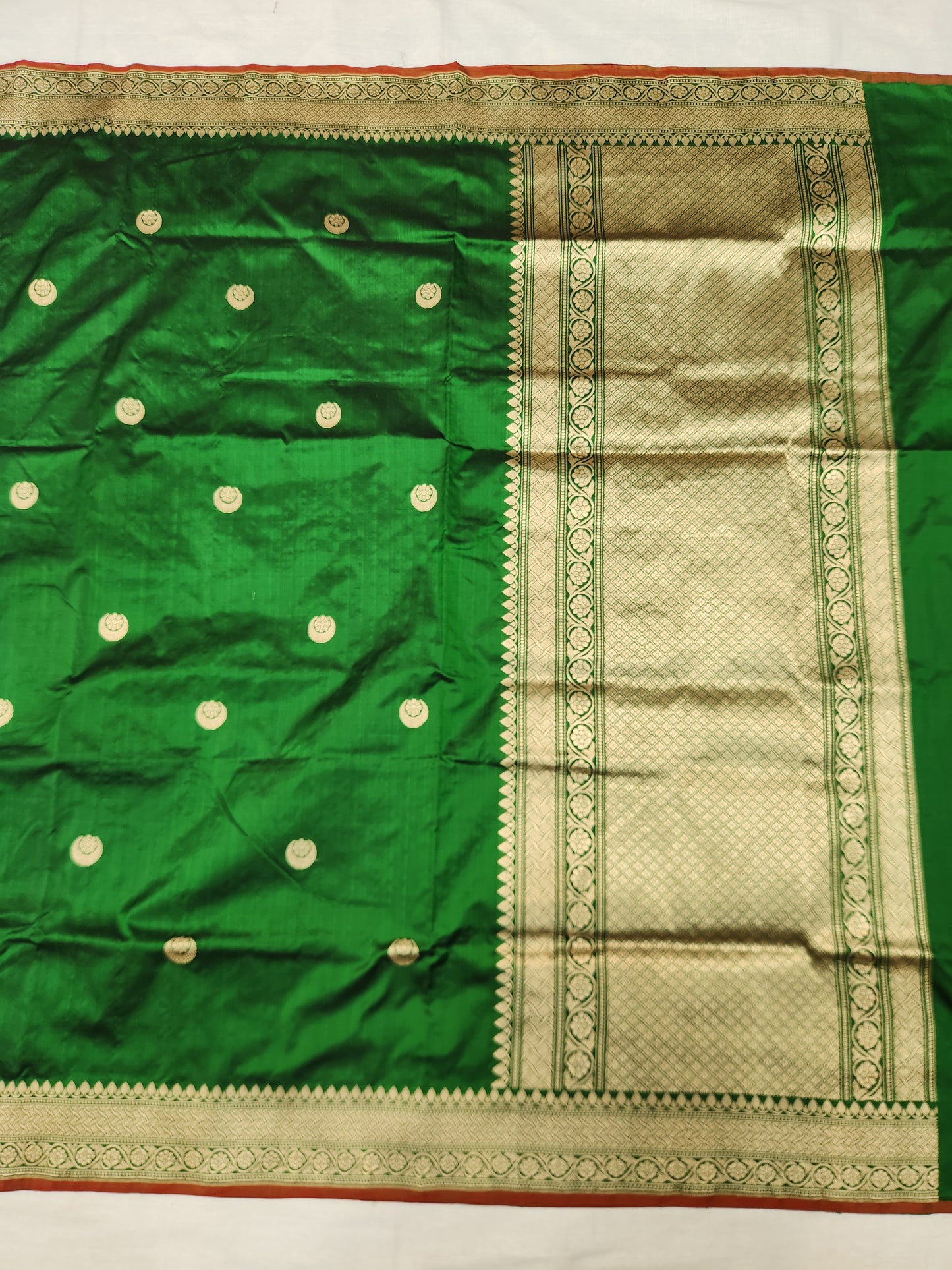 Banarasi Handloom pure kaduwa katan silk saree HandWoven - Phalo green