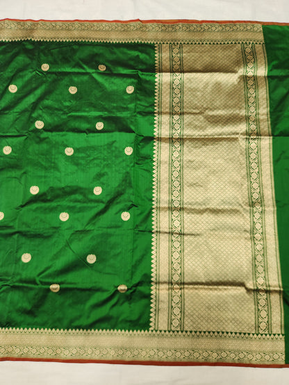 Banarasi Handloom pure kaduwa katan silk saree HandWoven - Phalo green