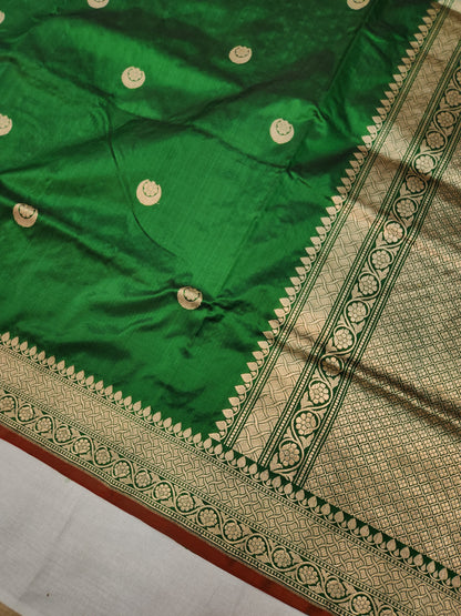 Banarasi Handloom pure kaduwa katan silk saree HandWoven - Phalo green