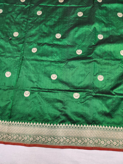 Banarasi Handloom pure kaduwa katan silk saree HandWoven - Phalo green